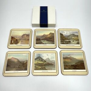 Vintage Pimpernel Scottish Scenes Coasters England Cork Backed  4.25" Set of 6